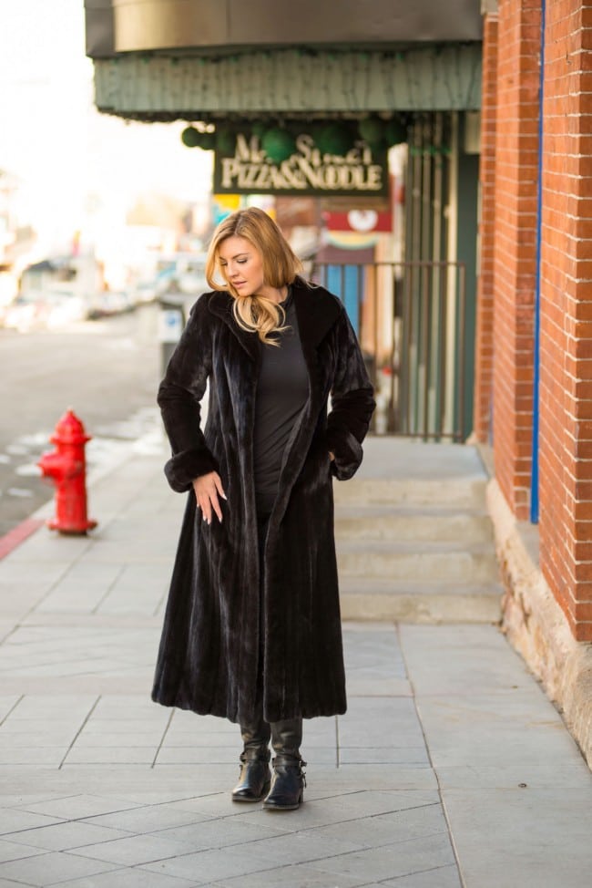 Black Opal Full Length Mink With Turn Back Cuffs And A Shawl Collar 52"