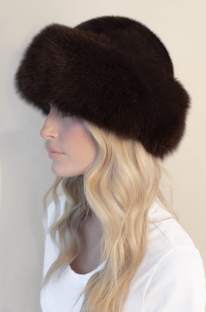 Mahogany mink with espresso brown arctic fox hat