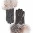 Crystal fox leather gloves
