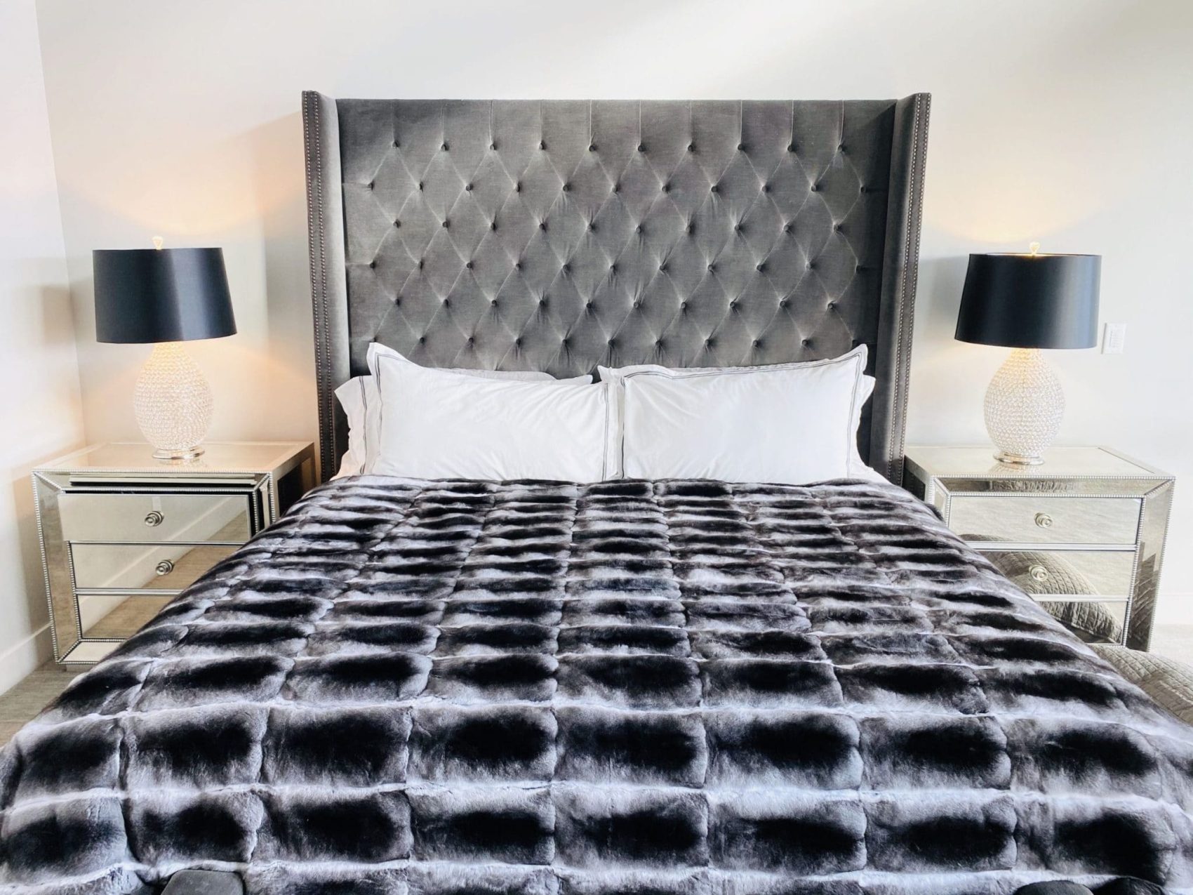 Black Velvet Empress Chinchilla Blanket -King Size (128 Pelts