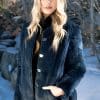 Ultra Light Weight Plucked Mink Reversible To Italian Microfiber on a woman in the snow