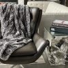 Light Weight Natural Knitted Chinchilla Blanket on chair