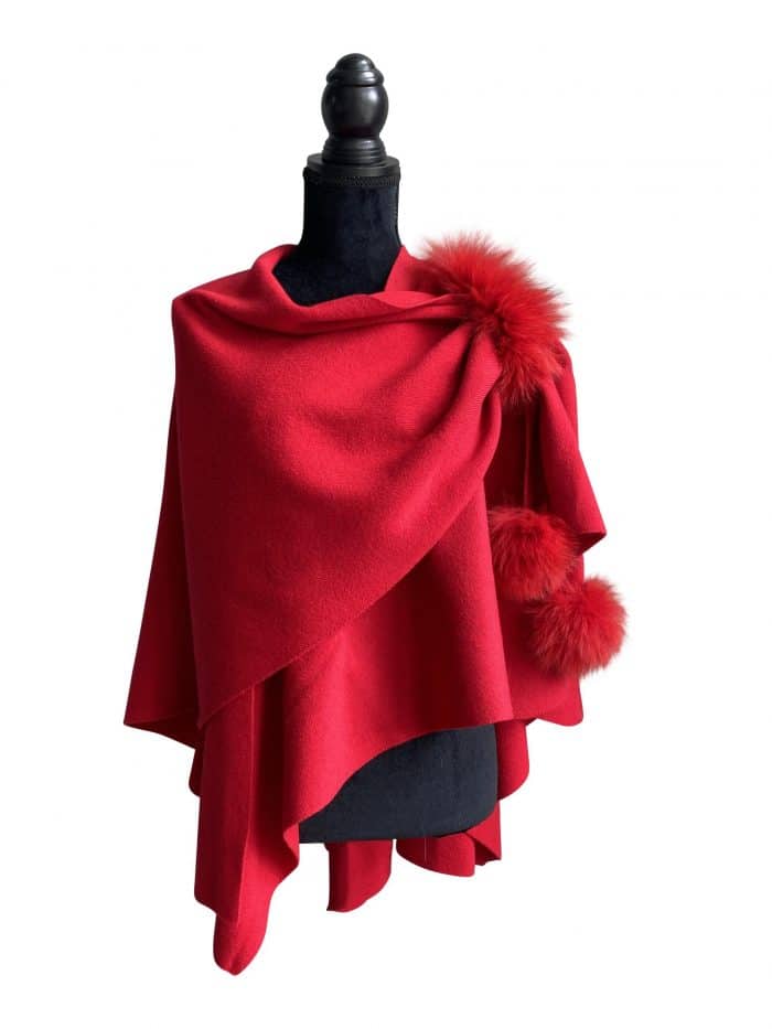 Wool Cape With Fox red