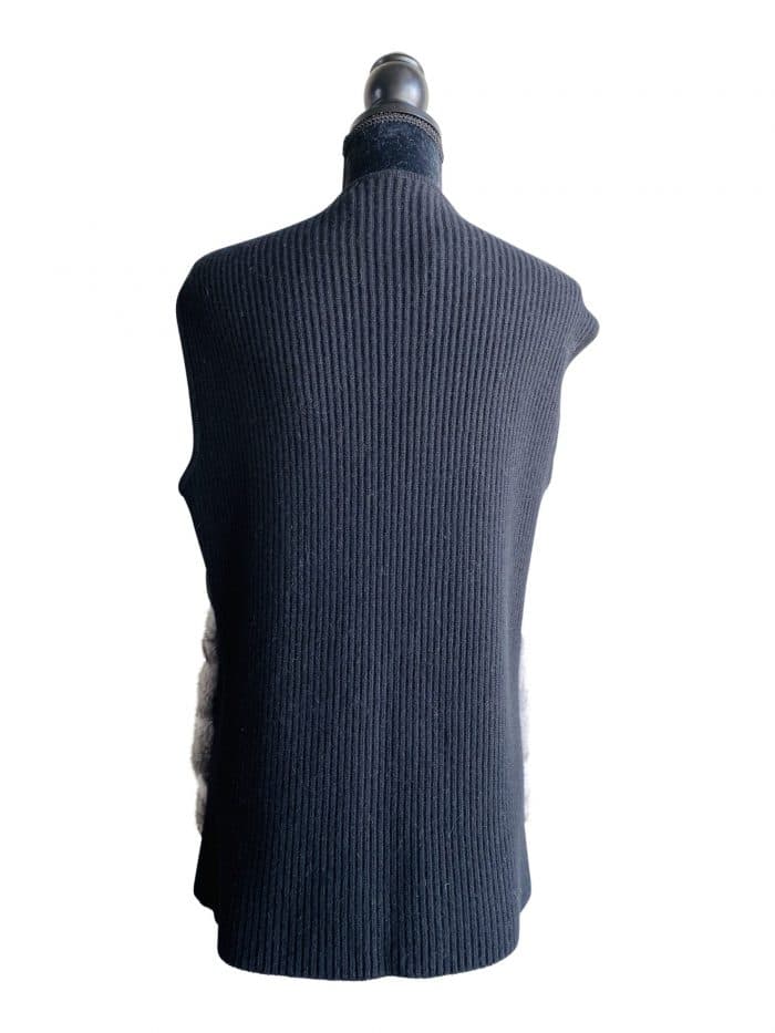 Natural Chinchilla Vest With Cashmere Sweater Back