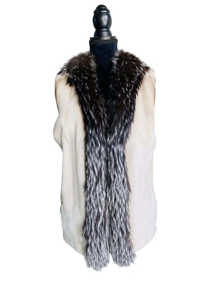Semi Sheared Mink With Silver Fox front view