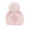 Snowflake Hat with Fox Fur Pom Pom pink