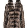 brown ussian Broadtail Reversible to Shearling with Dyed Chinchilla Tuxedo collar