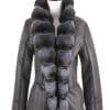 Russian Broadtail Reversible to Shearling with Dyed Chinchilla Tuxedo collar black