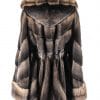 Mink Body With Sheared Mink Inserts and Russian Sable Trimmed Hood and Cuffs brown