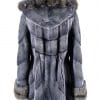 Mink Body With Sheared Mink Inserts and Russian Sable Trimmed Hood and Cuffs in blue