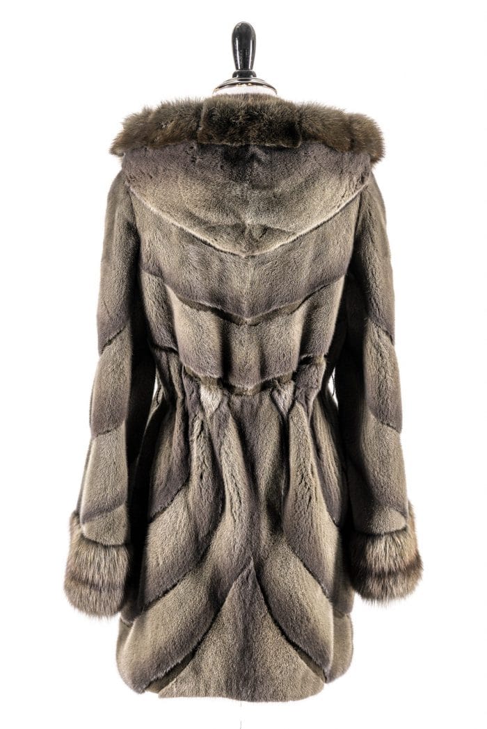 Mink Body With Sheared Mink Inserts and Russian Sable Trimmed Hood and Cuffs