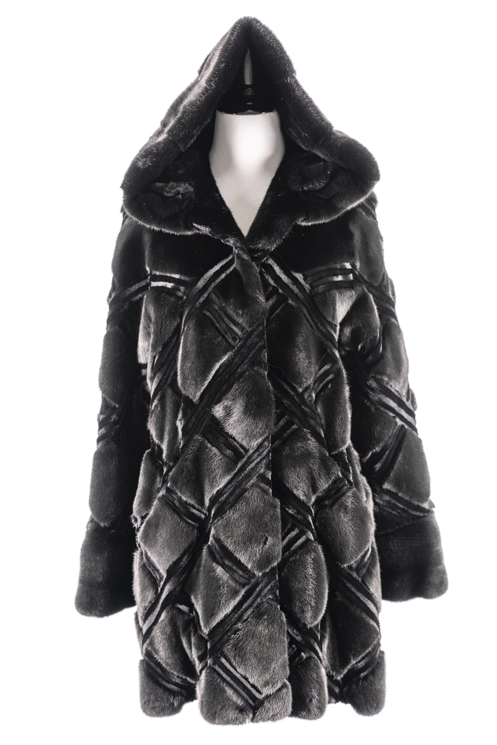 32” Long Haired Natural Mink with Sheared Mink Inserts Sitka Fur Gallery