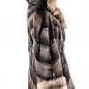 34" Natural Longhaired Mink Body With Sheared Mink Inserts and Russian Sable Trimmed Hood and Cuffs