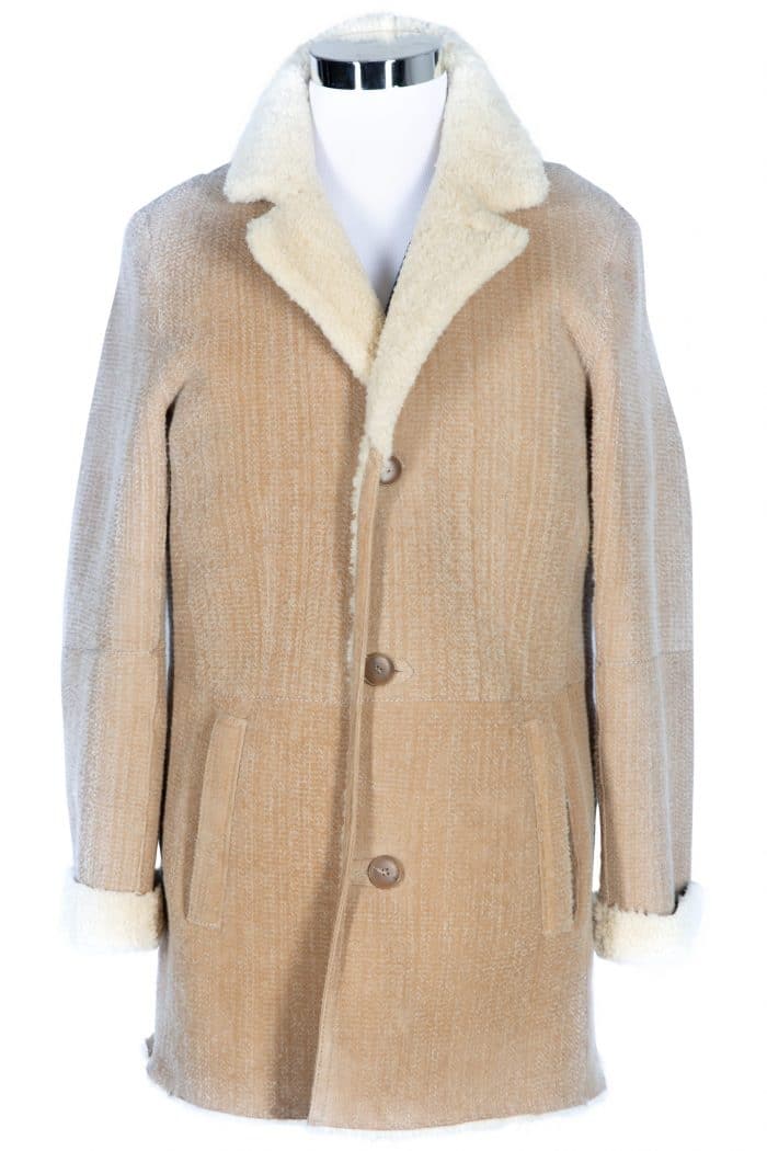 34” Camel Reversible Shearling front view
