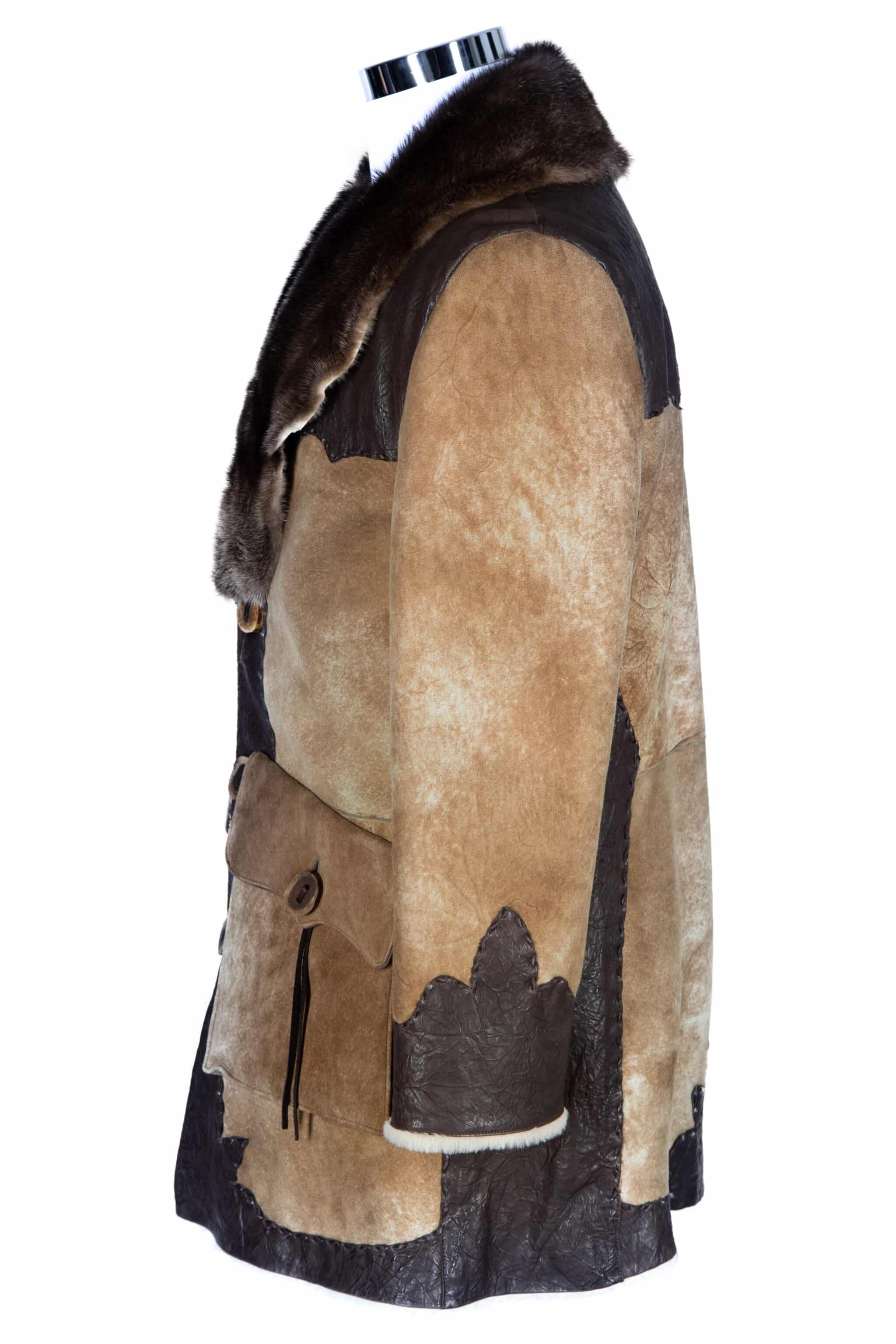 34” Mountain Man Distressed Shearling w/ River Otter Collar - Sitka Fur  Gallery