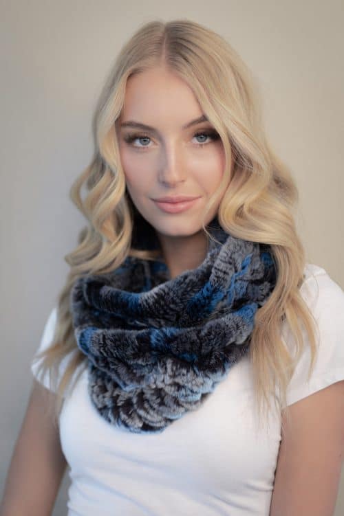 Chinchilla Rex Infinity Scarf blue and gray