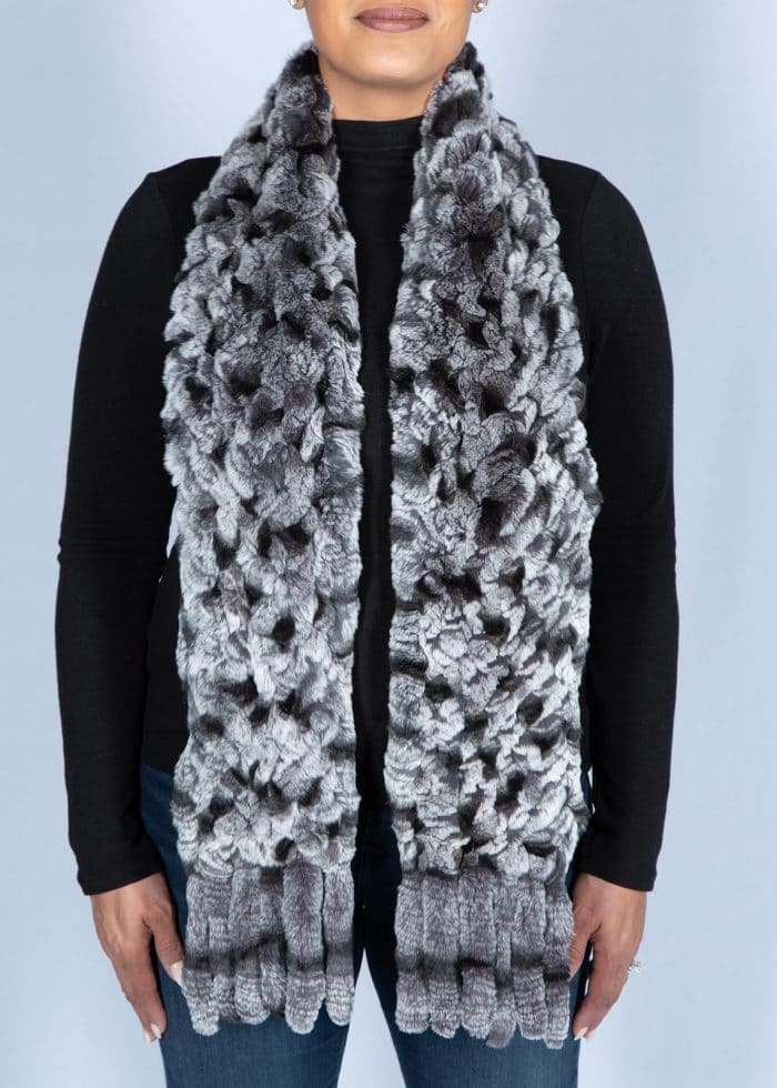 Fur Scarf - Black Rex Rabbit Fur