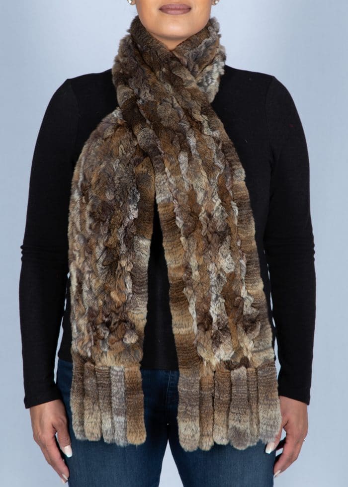 crossed over natural color fur scarf