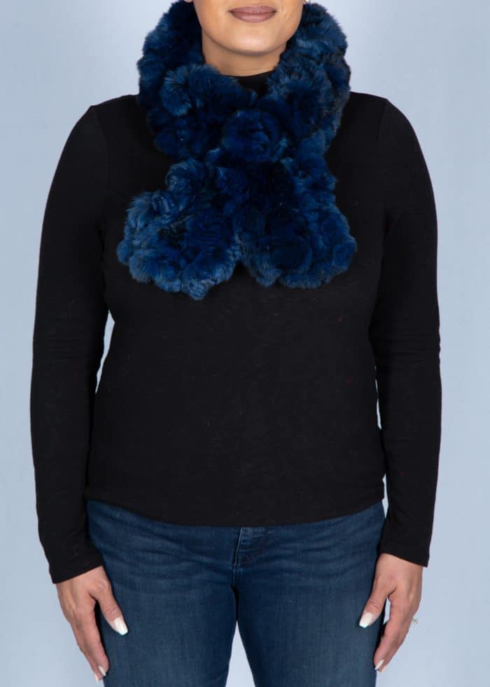 blue fur short scarf