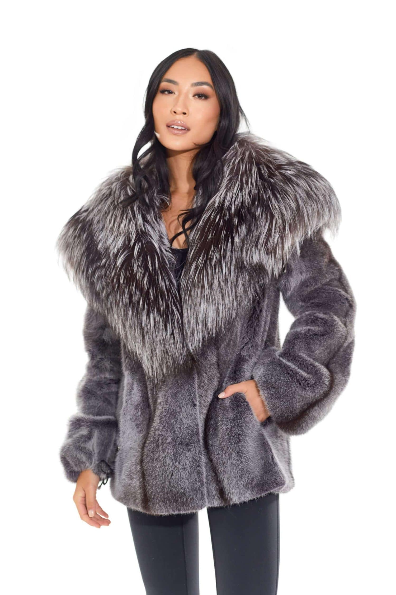 Loro Piana Superfine Wool Jacket with Fox Tuxedo Collar & Cuffs