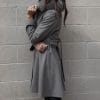 Loro Piana Super Fine gray Wool with Detachable Black Fox Collar
