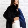 Ultra light weight Plucked Mink reversible to Rainwear in blue and black