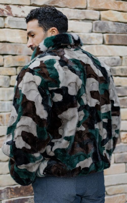 Mink Dyed Camo bomber-back