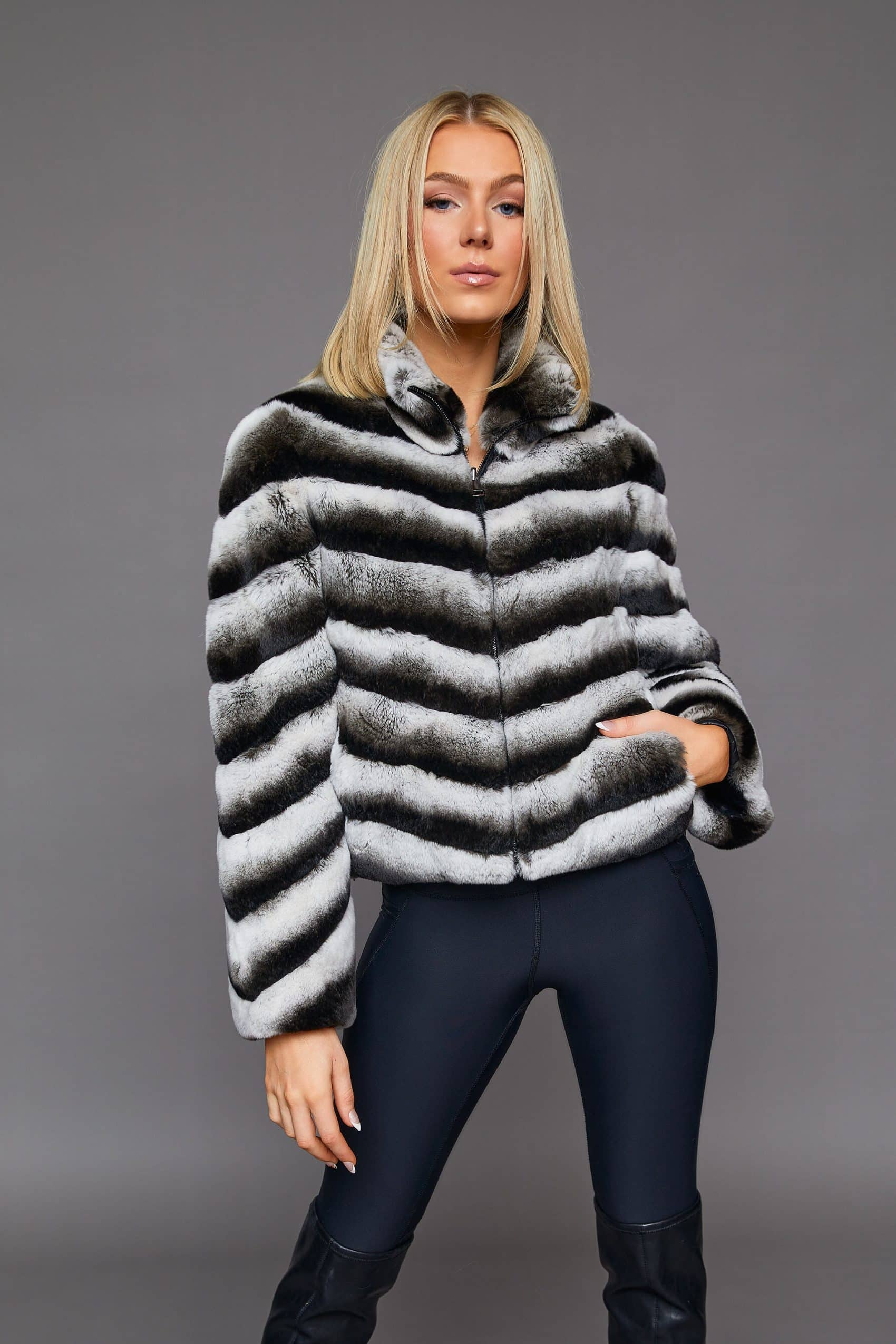 The Zoe - Reversible Chinchilla Rex Fur Puffer Jacket - Sitka Fur