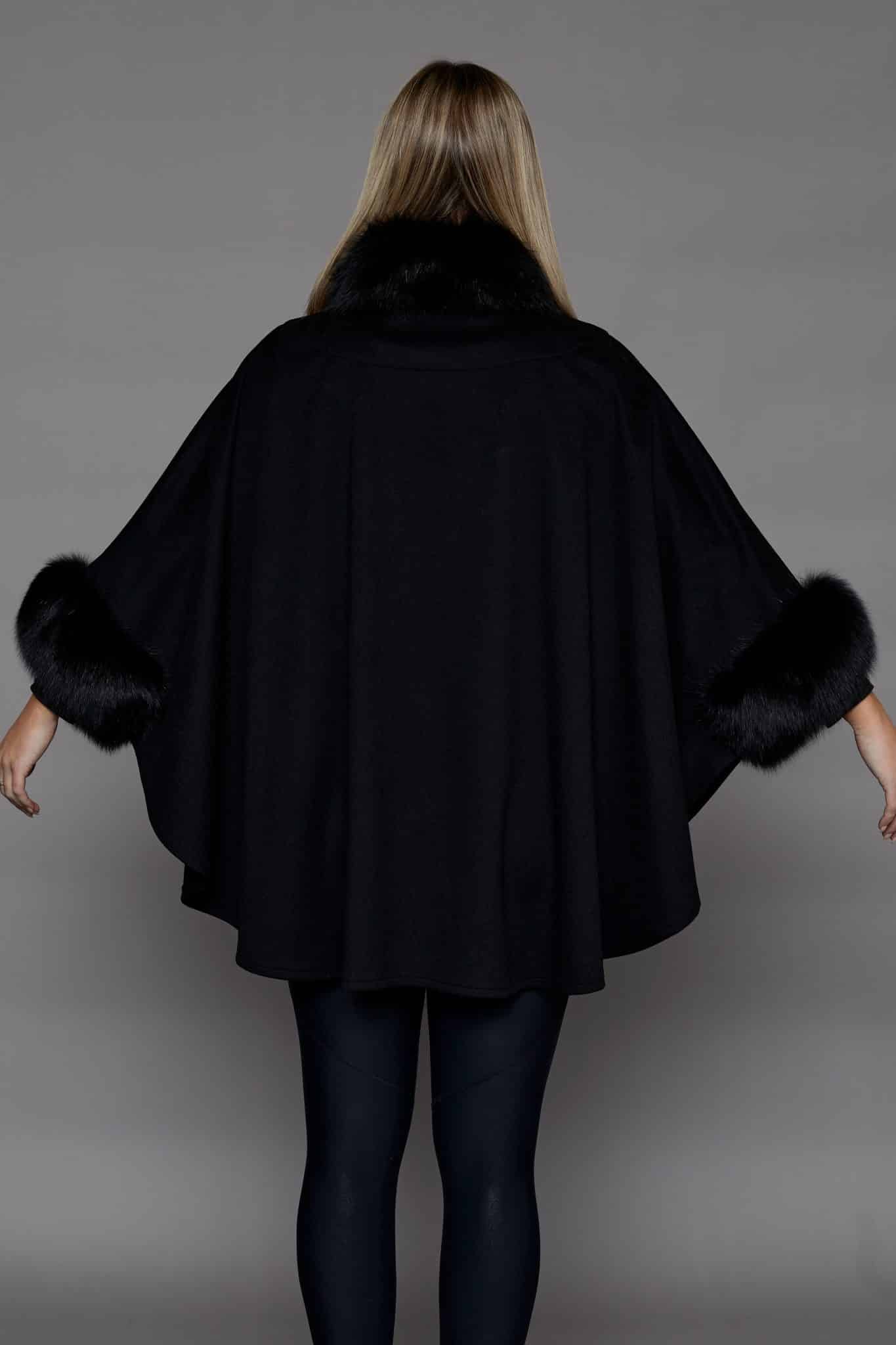 The Amy Loro Piana Super Fine Wool Cape - Black - Back