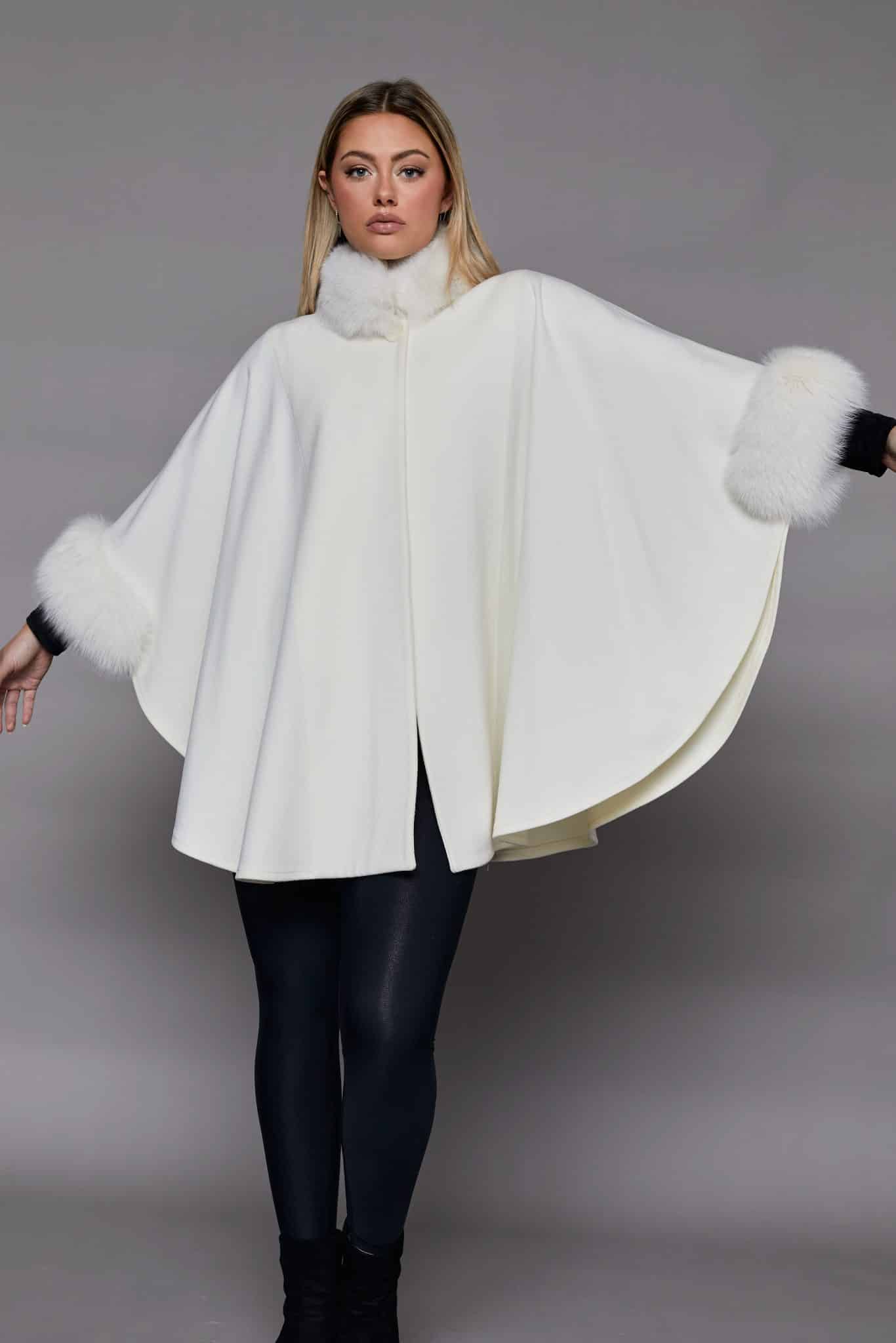 The Amy Loro Piana Super Fine Wool Cape - White - Front
