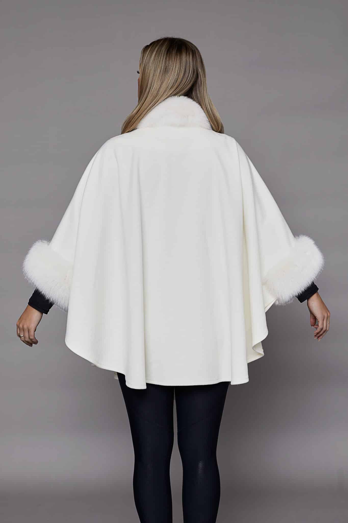 The Amy Loro Piana Super Fine Wool Cape - White - Back