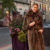 The Jill - Merino Lamb Stroller with Detachable Dyed Fox Collar - Coffee - Front