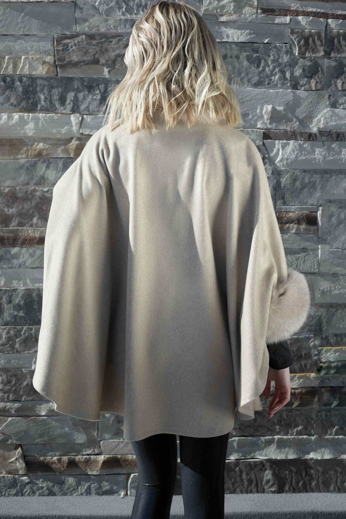 The Amy Loro Piana Super Fine Wool Cape - Beige - Back
