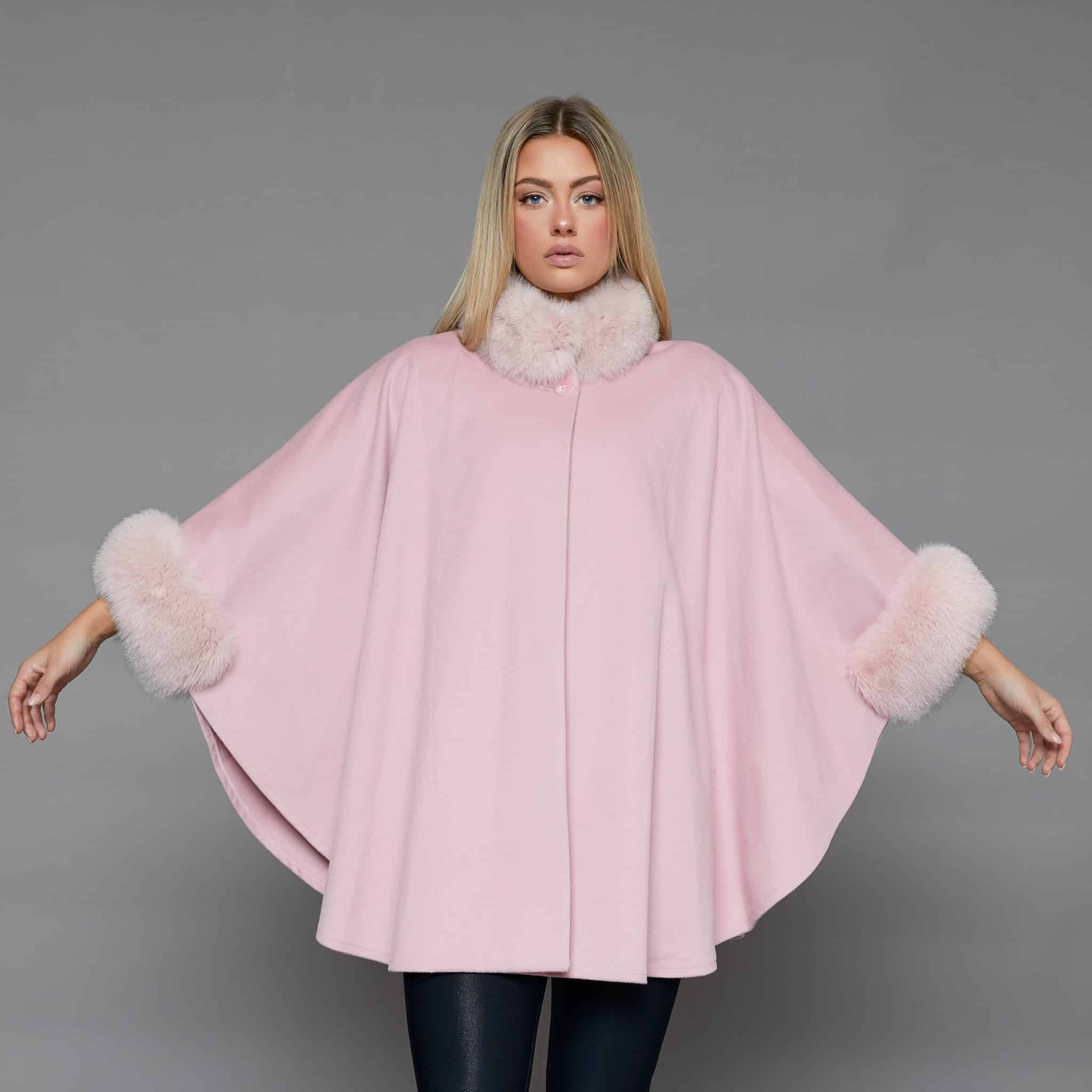 The Amy Loro Piana Super Fine Wool Cape - Pink - Front