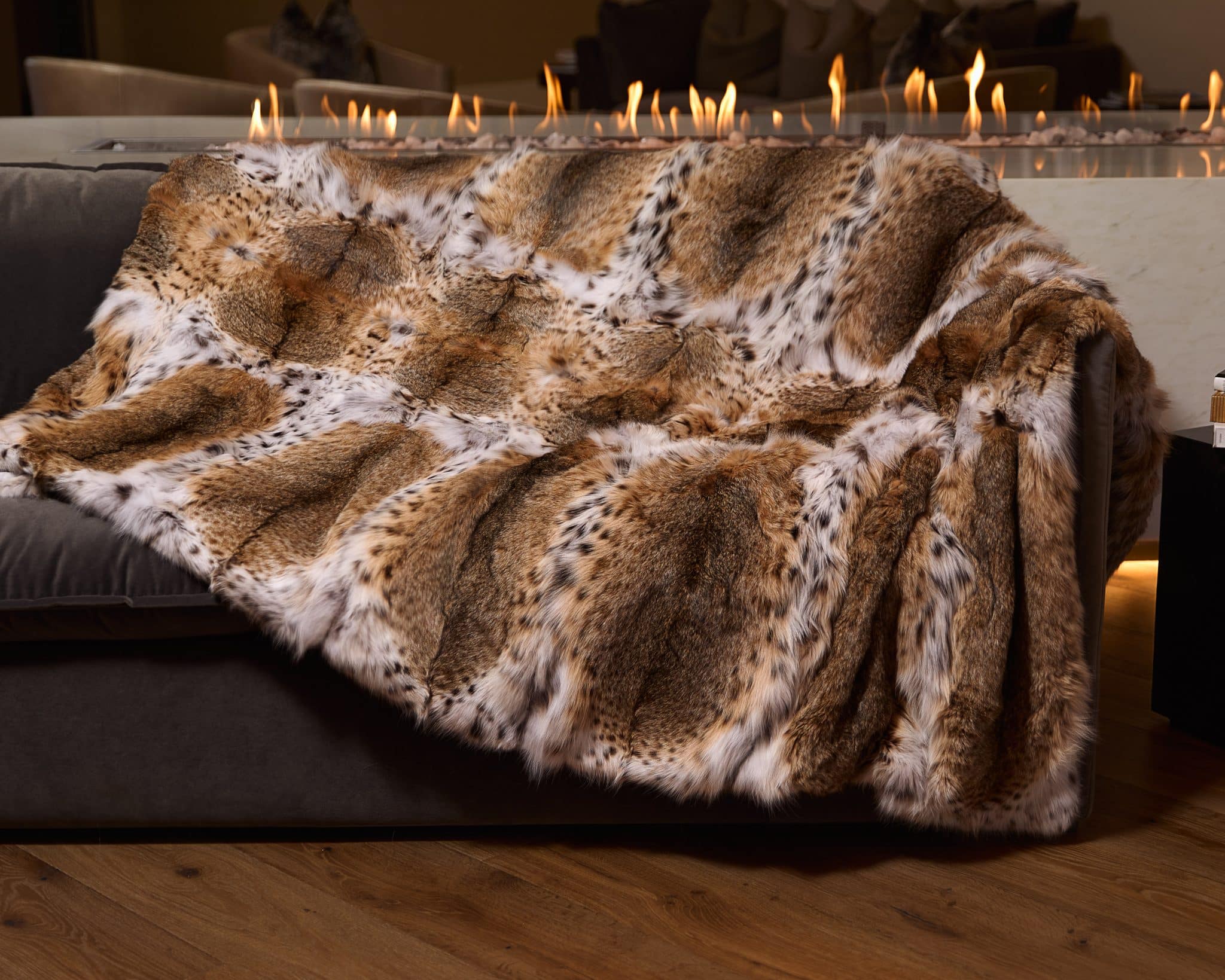 American Lynx Fur Blanket with Hand-Matched AAA Lynx Pelts - Sitka