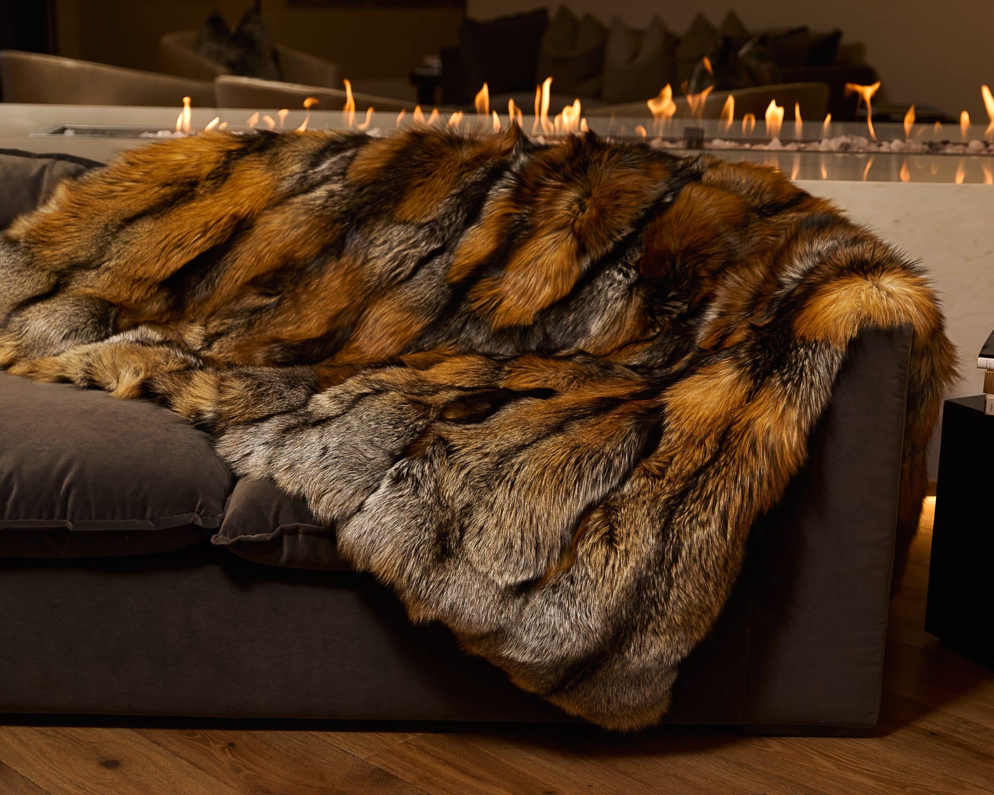Red Cross Fox Blanket - Sitka Fur Gallery