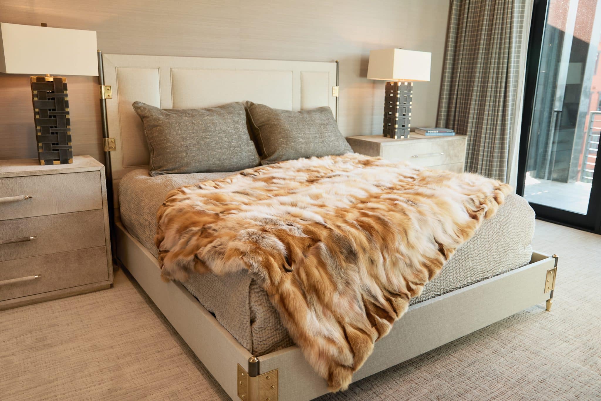 Sculpted Red Fox Blanket draped over bed