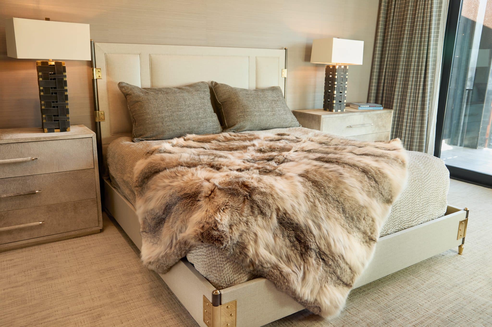 Canadian Lynx Blanket draped over bed