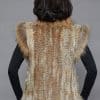 The Gloria Hand-Knitted Rex Rabbit Pelt Vest with Tanuki Trim - Natural - Back