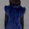 The Gloria Hand-Knitted Rex Rabbit Pelt Vest with Tanuki Trim - Blue - Back