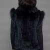 The Gloria Hand-Knitted Rex Rabbit Pelt Vest with Tanuki Trim - Black - Back