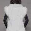 The Gloria Hand-Knitted Rex Rabbit Pelt Vest with Tanuki Trim - White - Back