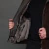 The Mathew - Merino Lamb Jacket with Cashmere Blended Hood - Brown - Interior Pocket