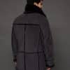 The Rebel reversible merino lamb shearling coat - grey - back