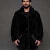 The Rebel reversible merino lamb shearling coat - grey - fur-side out, front