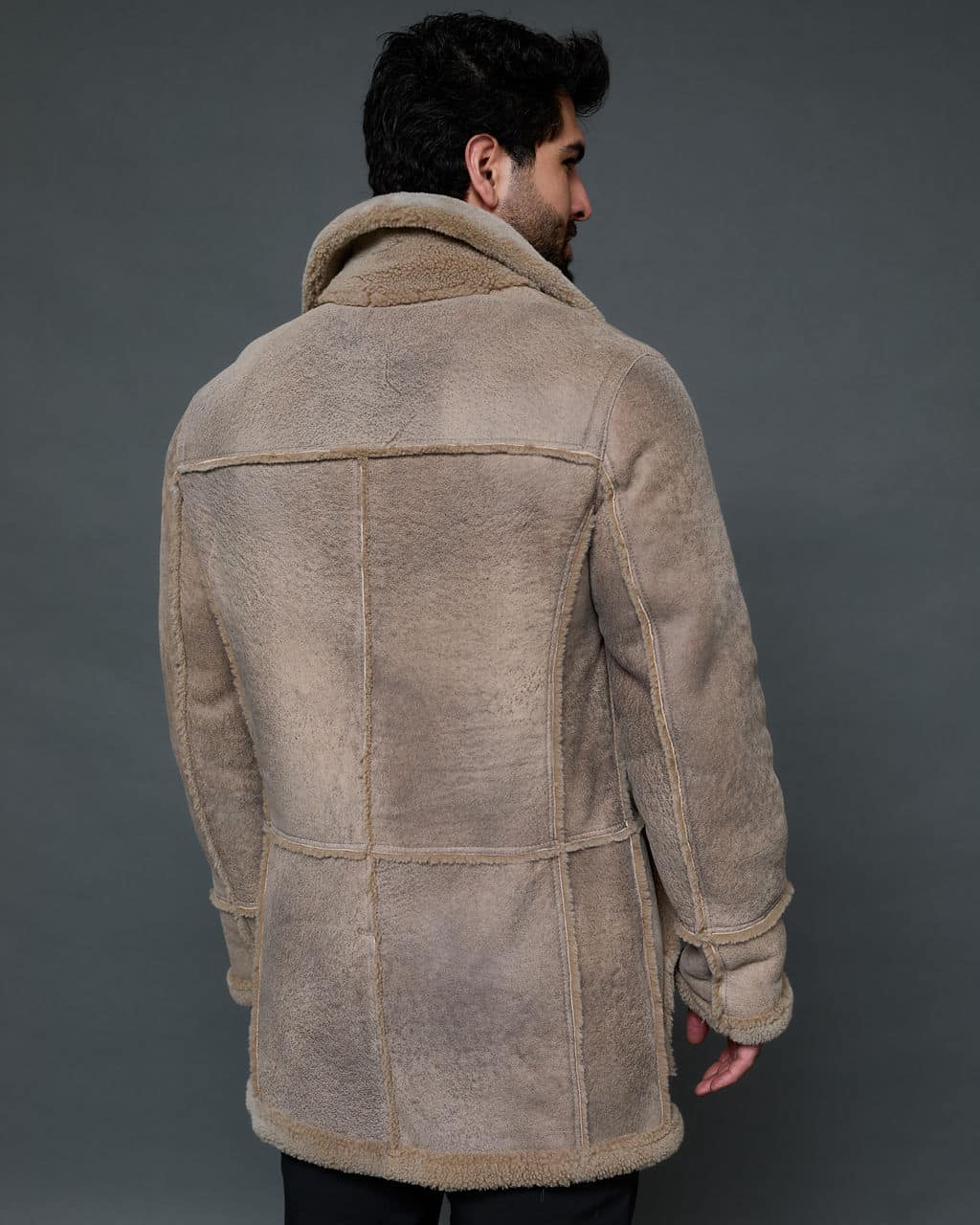 The Rebel reversible merino lamb shearling coat - camel - back