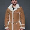 The Rebel reversible merino lamb shearling coat - whiskey - front