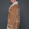 The Rebel reversible merino lamb shearling coat - whiskey - side