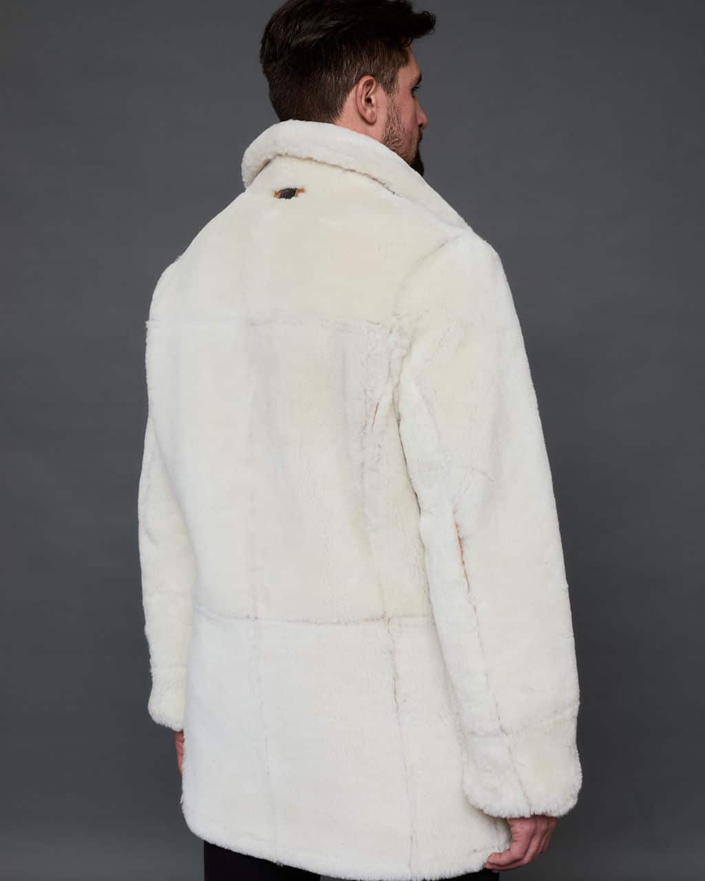 The Rebel reversible merino lamb shearling coat - whiskey - fur-side out - back