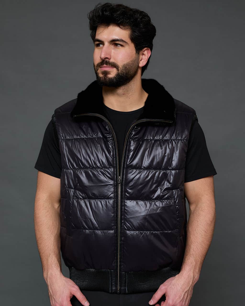 The Thomas reversible mink puffer vest - front
